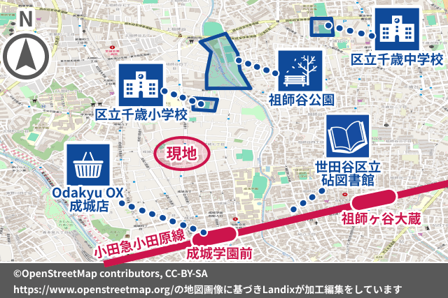 成城8丁目｜間口約16mの開放空間。参考プランあり。 1枚目