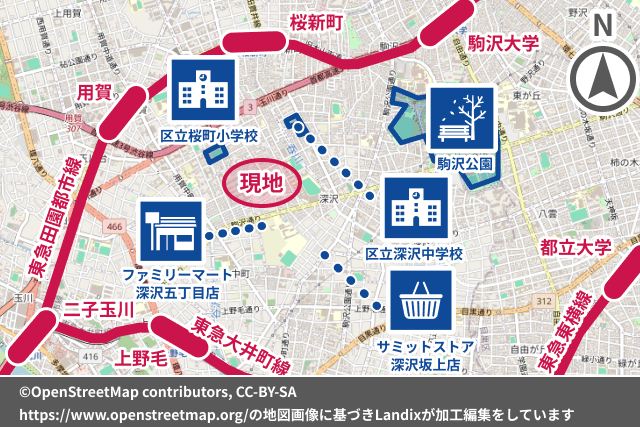 桜町小学校区、開放感ある深沢の2区画 1枚目