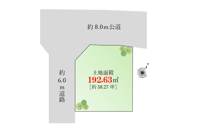 Selection 6ｍ×8ｍ角地に位置する58坪 整形地 6枚目
